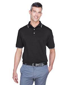 devon & jones_d140_black/ grey heather_company_logo_polos