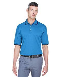 devon & jones_d140_french blue/ navy_company_logo_polos