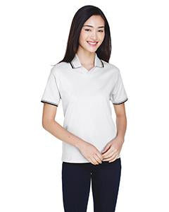 devon & jones_d140w_white/ navy_company_logo_polos