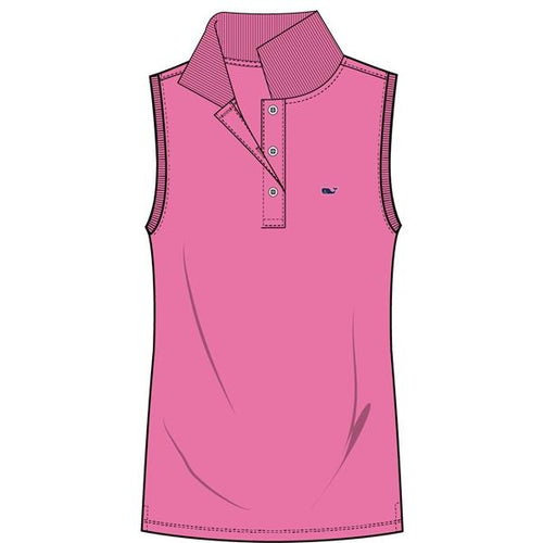 Vineyard Vines Women's Sleeveless Performance Pique Polo 2K1355 Malibu Pink
