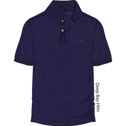 Vineyard Vines Men's Stretch Pique Heather Polo 1K2111 Deep Bay