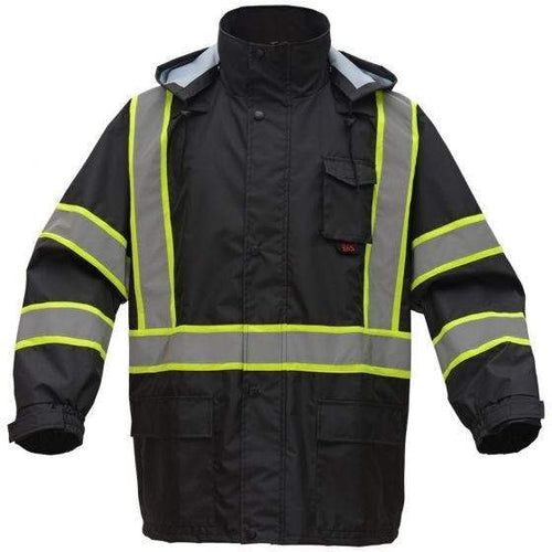 gss contrast series enhanced visibility rain coat 6007 black