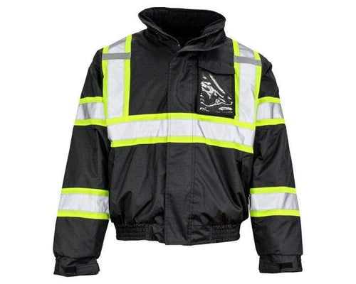 gss class 1 hi vis contrast thermal safety bomber jacket 8011 black