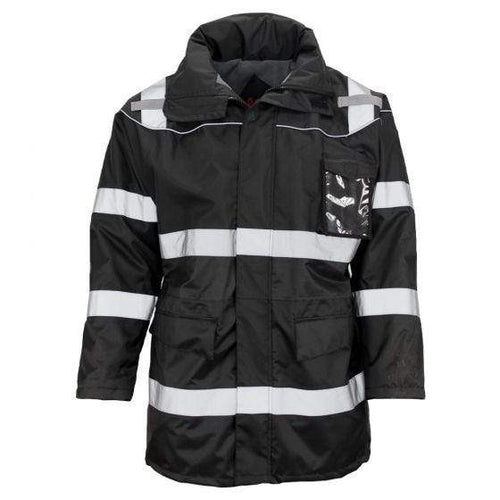 gss enhanced visibility fleece lined safety parka 8509 black