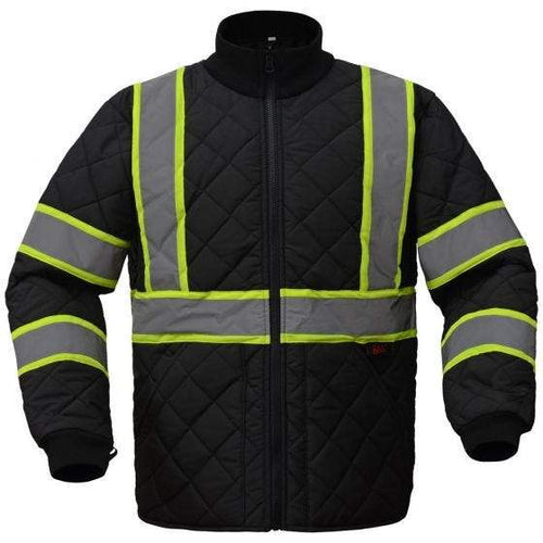 gss contrast series enhanced visibility quilted safety jacket 8009 black