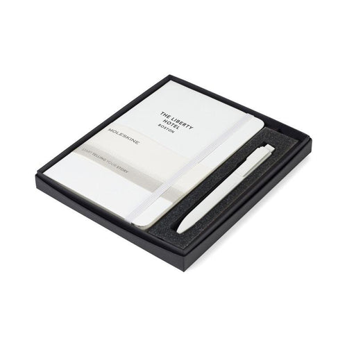 Moleskine medium notebook and go pen gift set white