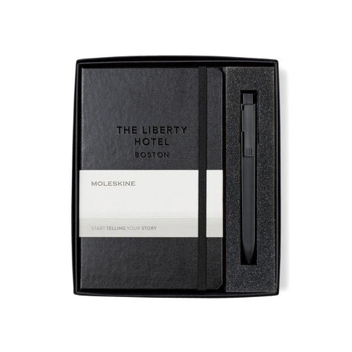 Moleskine medium notebook and go pen gift set black