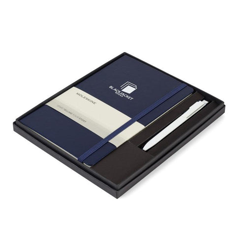 Moleskine Large Notebook And Go Pen Gift Set Navy Blue