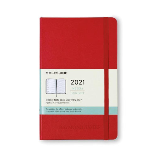 Moleskine Hard Cover Large 12 Month Weekly 2021 Planner Scarlet Red