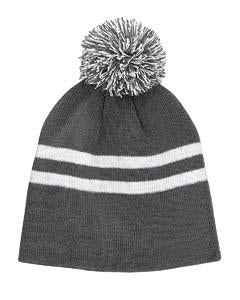 Team 365 Striped Pom Beanie TT122 SP GRAPHITE/ WHT
