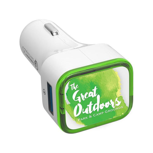 Trifecta Quick Charge Dual-Port USB Car Charger TTA031, Lime Green