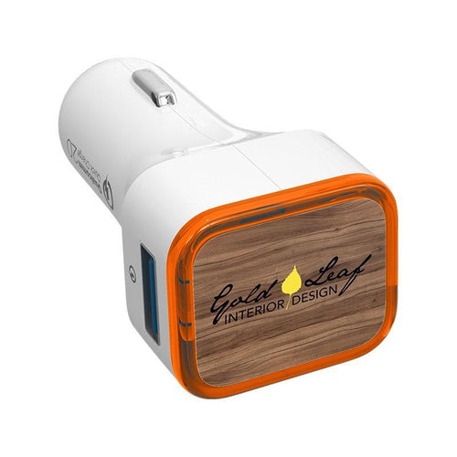 Trifecta Quick Charge Dual-Port USB Car Charger TTA031, Orange
