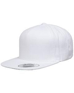 Yupoong Adult 5-Panel Structured Flat Visor Classic Snapback Cap YP5089 WHITE