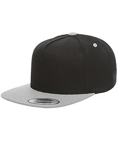 Yupoong Adult 5-Panel Structured Flat Visor Classic Snapback Cap YP5089 BLACK/ SILVER