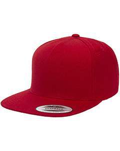 Yupoong Adult 5-Panel Structured Flat Visor Classic Snapback Cap YP5089 RED