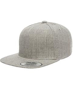Yupoong Adult 5-Panel Structured Flat Visor Classic Snapback Cap YP5089 HEATHER GREY