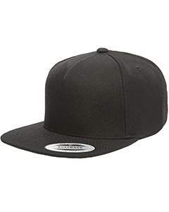 Yupoong Adult 5-Panel Structured Flat Visor Classic Snapback Cap YP5089 BLACK